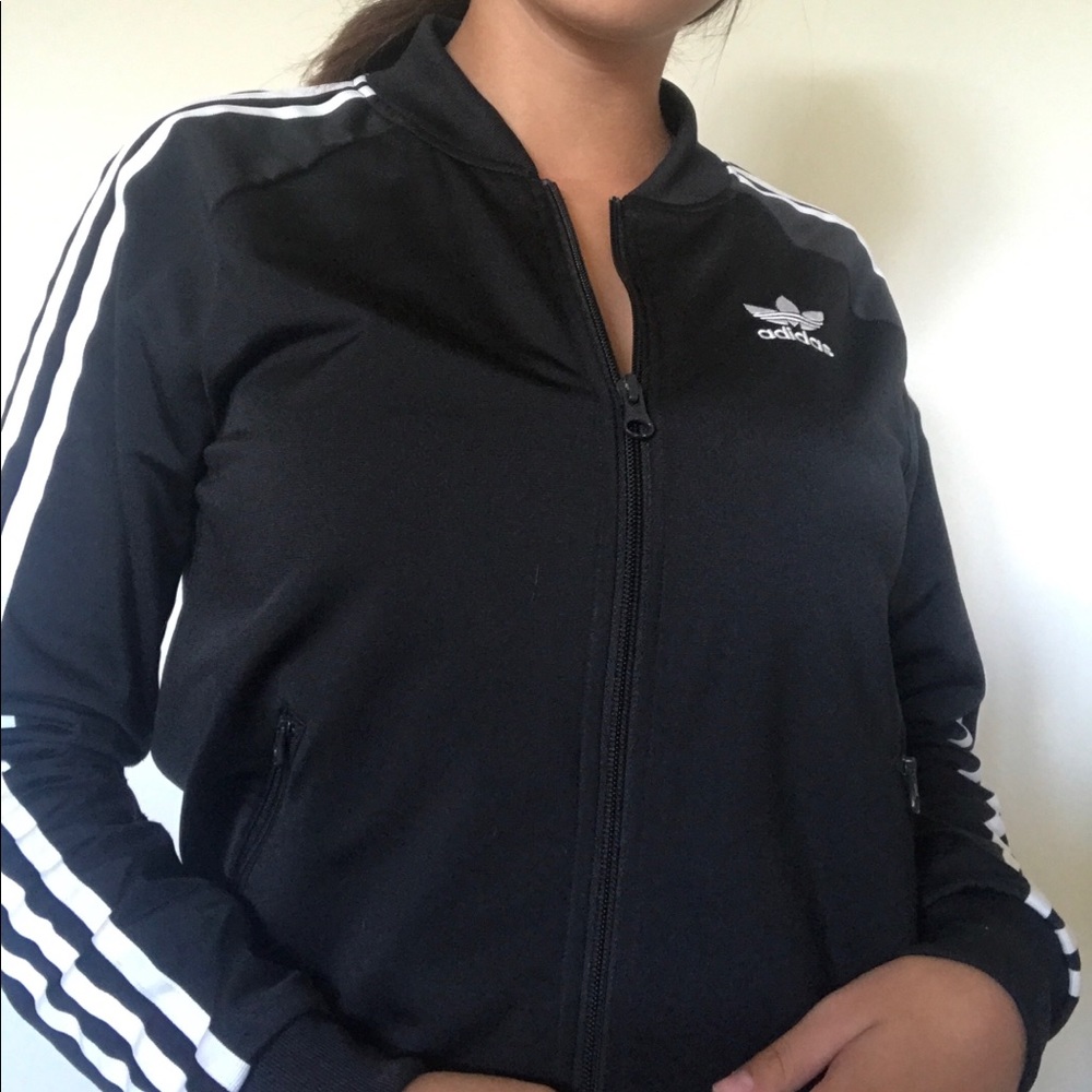 Adidas black track logo jacket